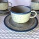 Tasses à café en céramique vernissées bleues
