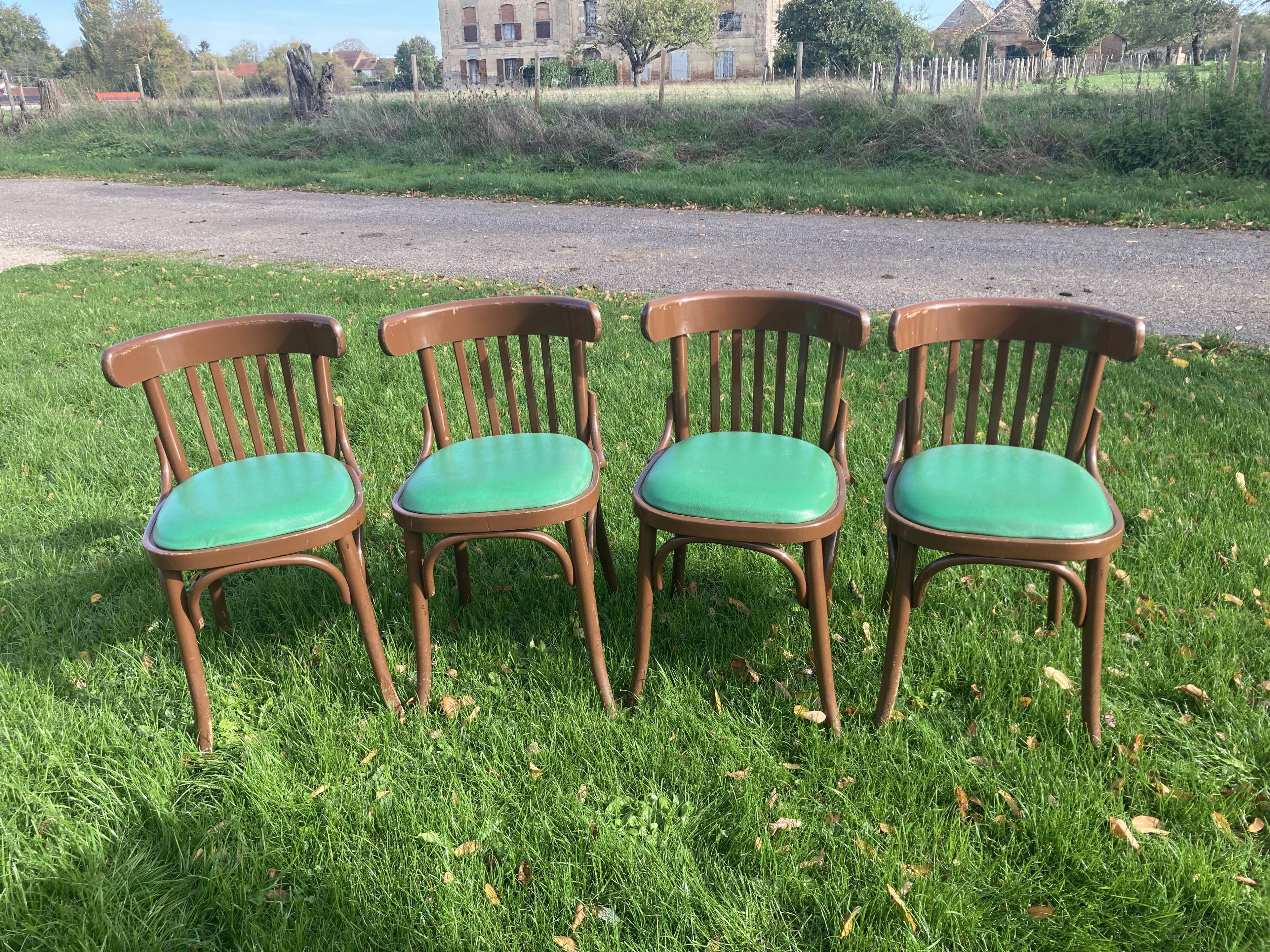 4 chairs bistro skaï vert