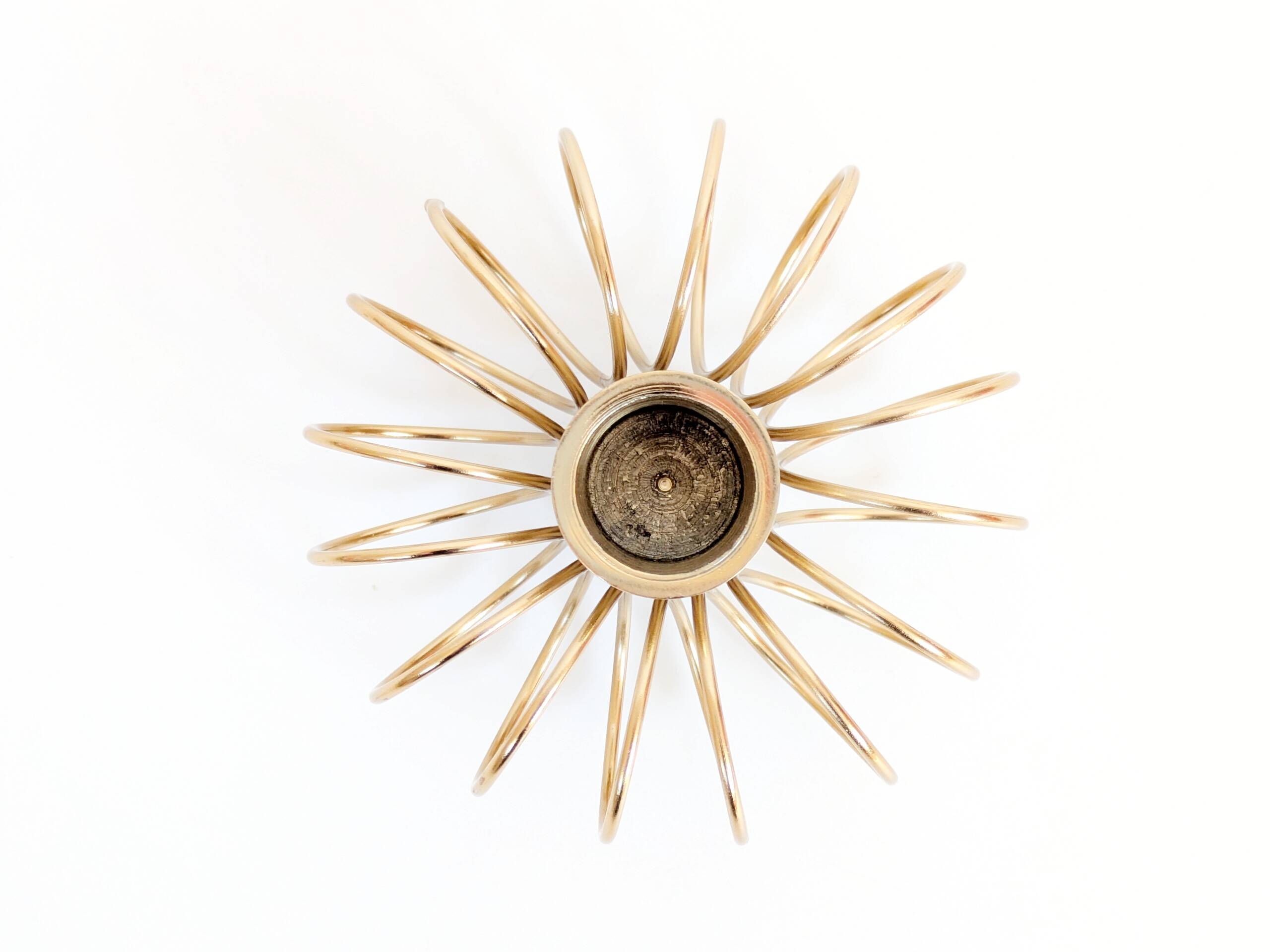 Vintage Brass Spiral Candle Holder Minimalist Midcentury Design