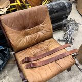 Scandinavian leather armchair, Norway, 1960