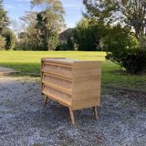 Commode vintage bois rotin