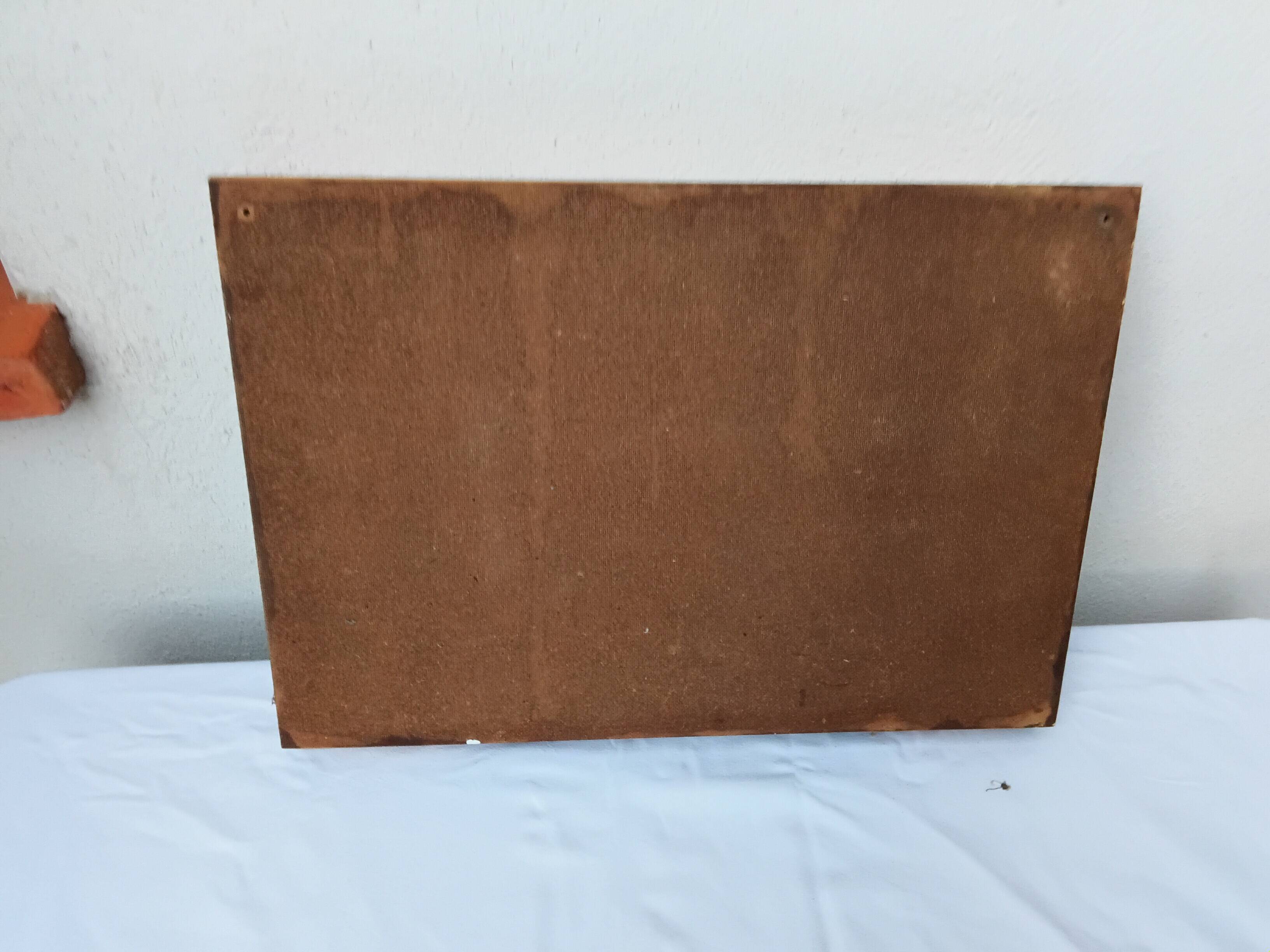 Étagère bois miroir rond année 80
