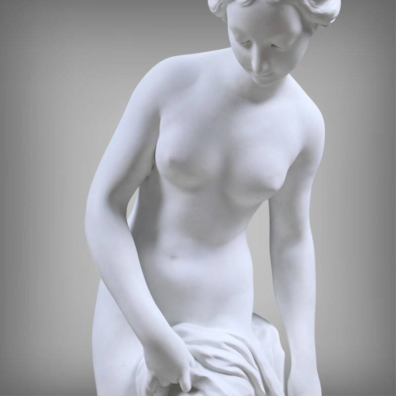 Important biscuit sculpture "The Bather" after Falconet – late 19th century.