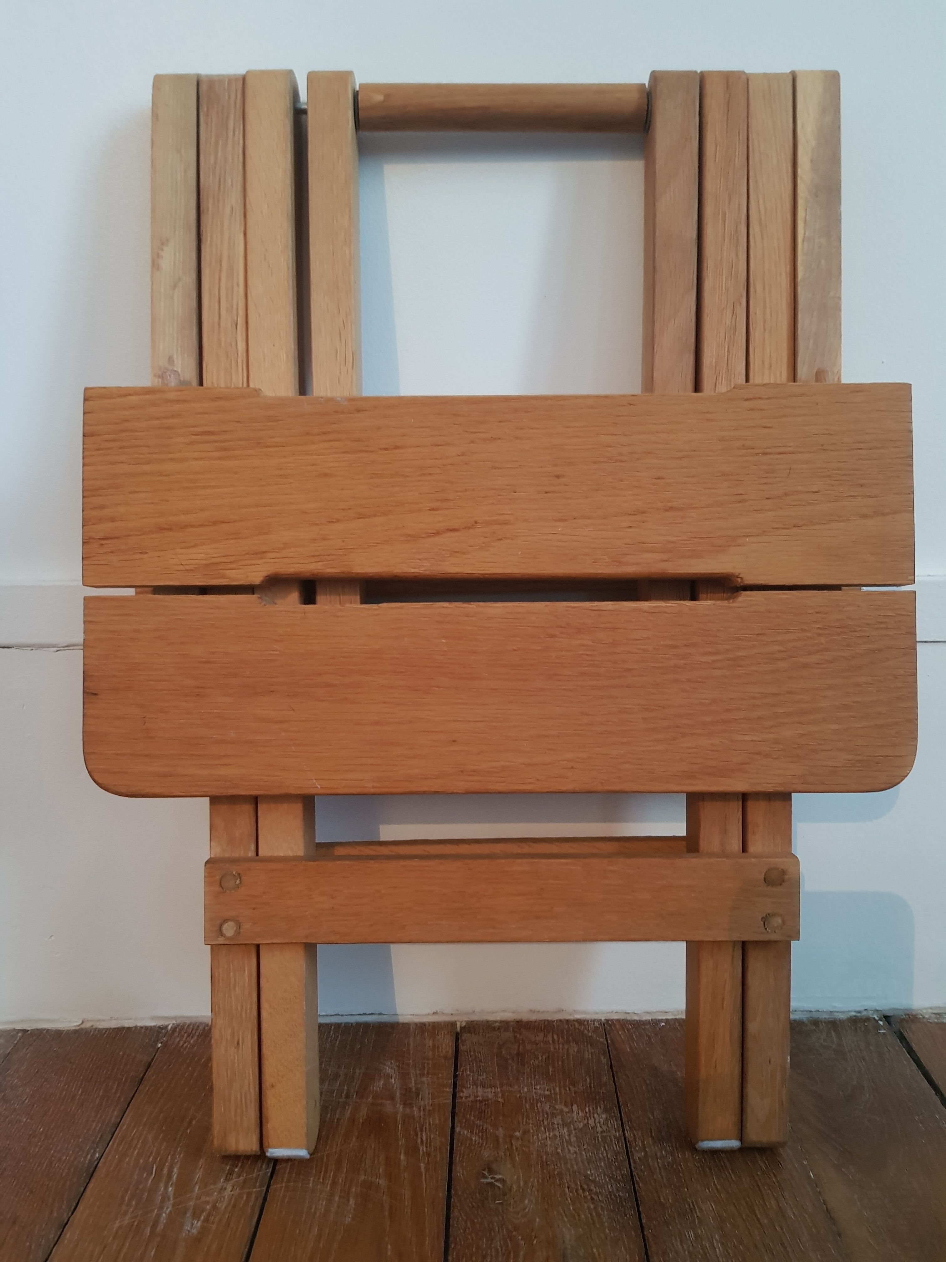 Folding stool made of solid wood