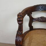 Renaissance style office chair in solid oak circa 1850
