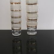 Set of 5 water glasses and 5 aperitif glasses with granite decorations and gold edging from the 1950s