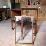 Vintage wooden serving trolley, vintage design serving trolley, rolling furniture, serving cart