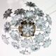 Large Murano Vintage Ceiling Light Black Flowers, 1970s