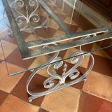 Table basse en verre et fer forgé