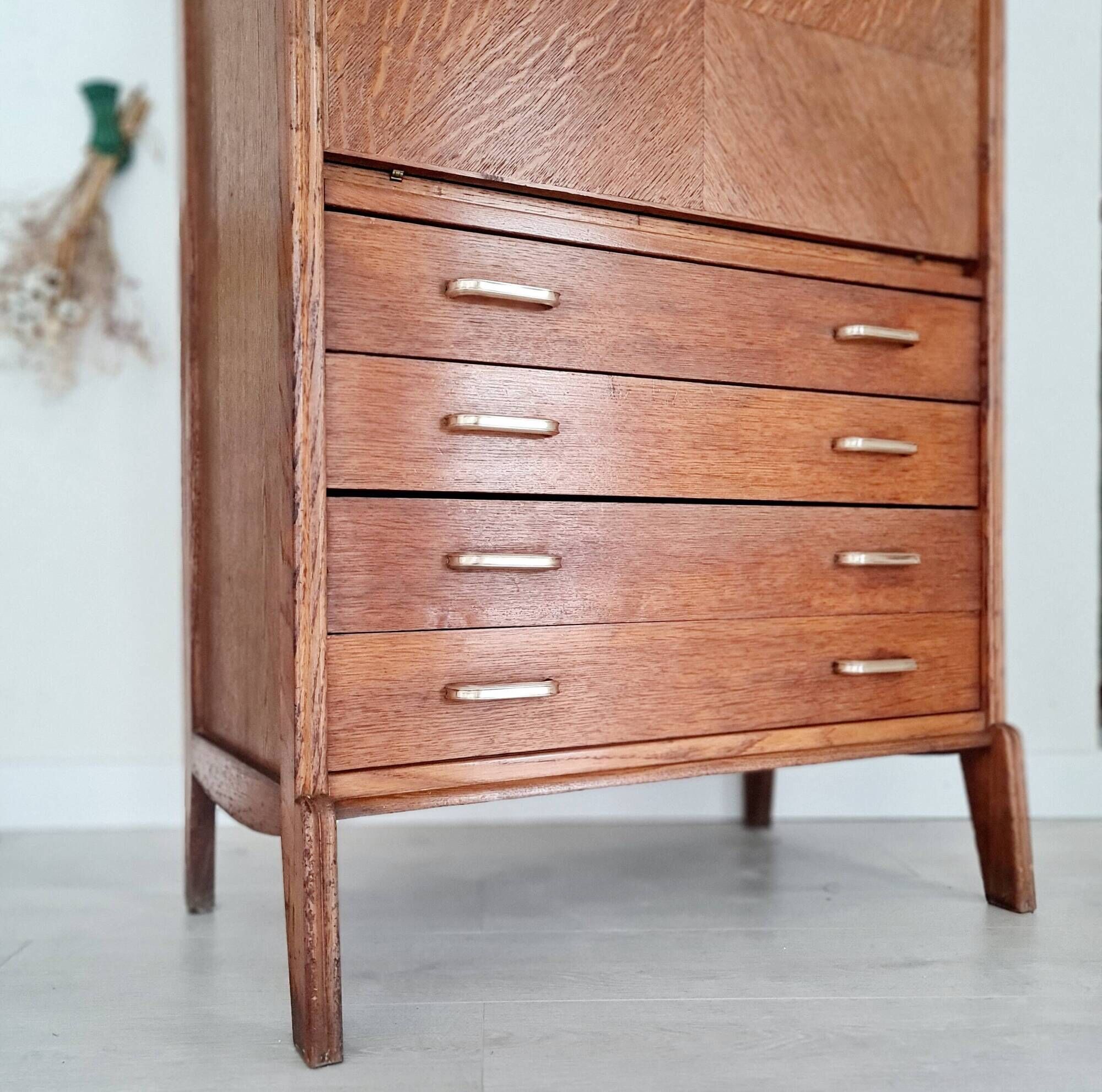 Scandinavian secretary desk - showcase chest of drawers