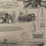 Lithograph engraving on submarines from 1897