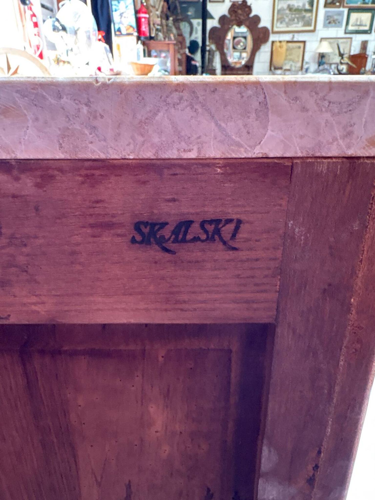 Chiffonier with 5 drawers in Louis XV style, stamped Skalski.