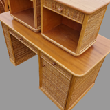 Rattan room, desk, suitcase door, headboard, 2 bedside tables, a chair