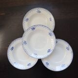 4 vintage Céranord Saint Amand soup plates — White earthenware with floral decor