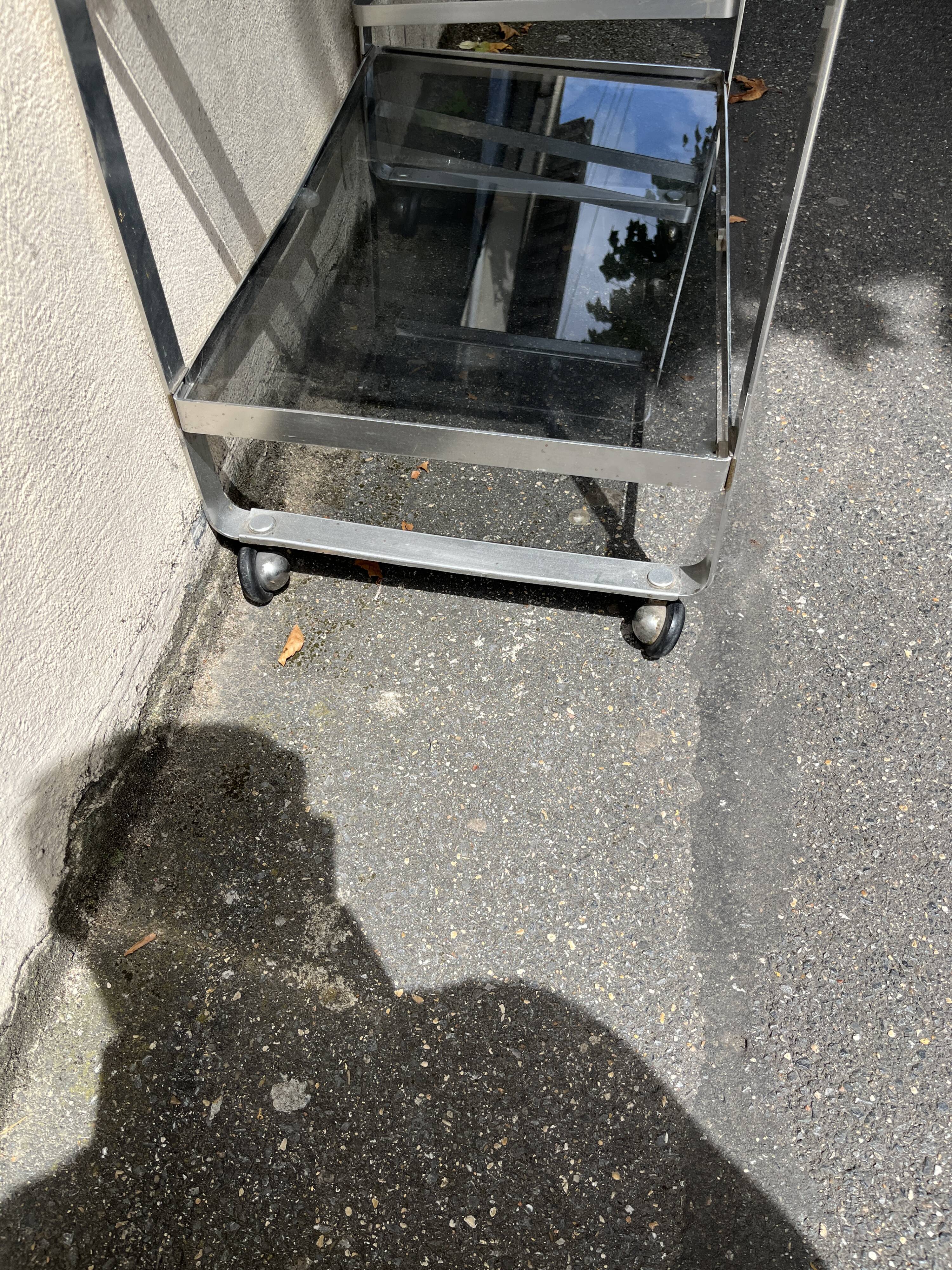 Vintage aluminum rolling trolley