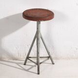 Industrial Style Round Metal Stool (c.1950) #9