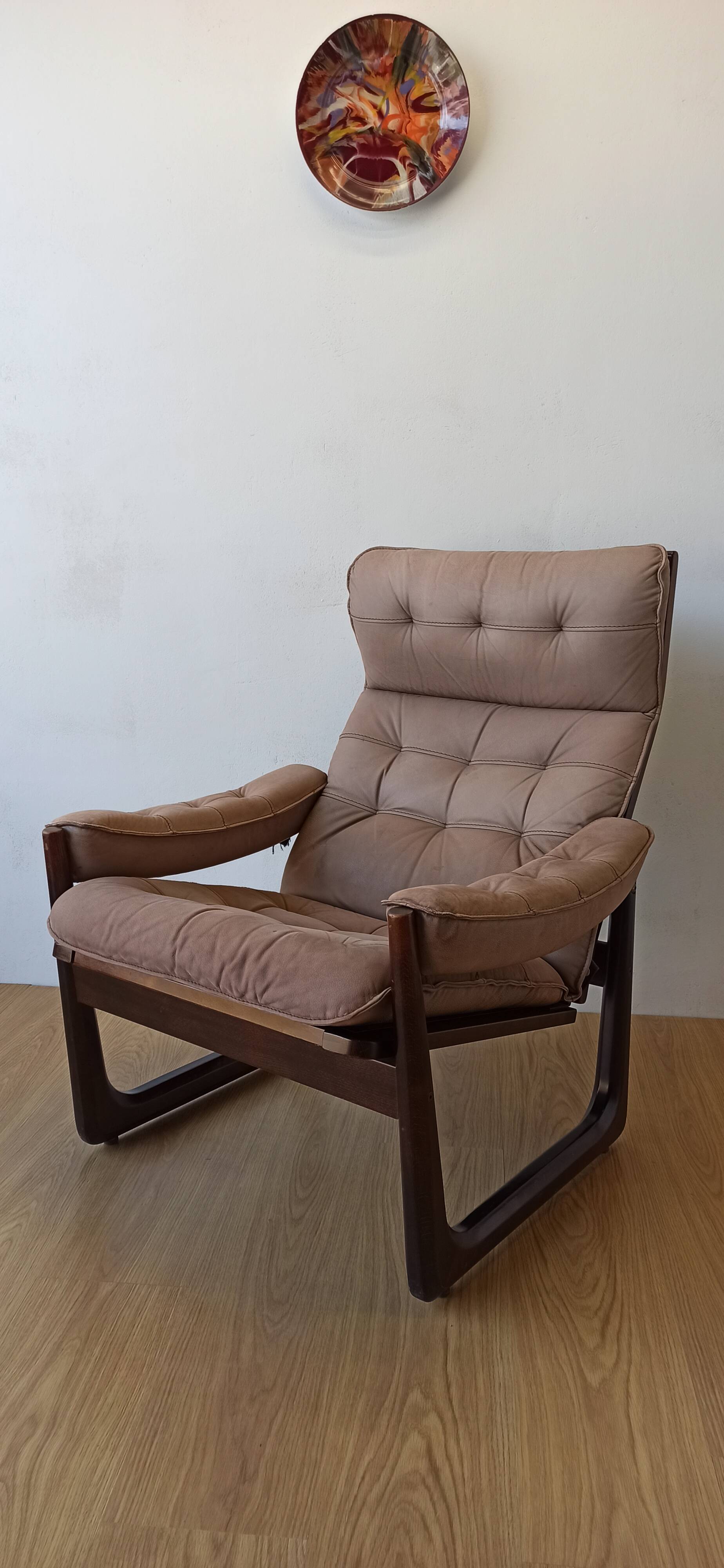 Genega Møbler leather armchair, Denmark, 1960s.