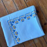 Embroidered white tablecloth