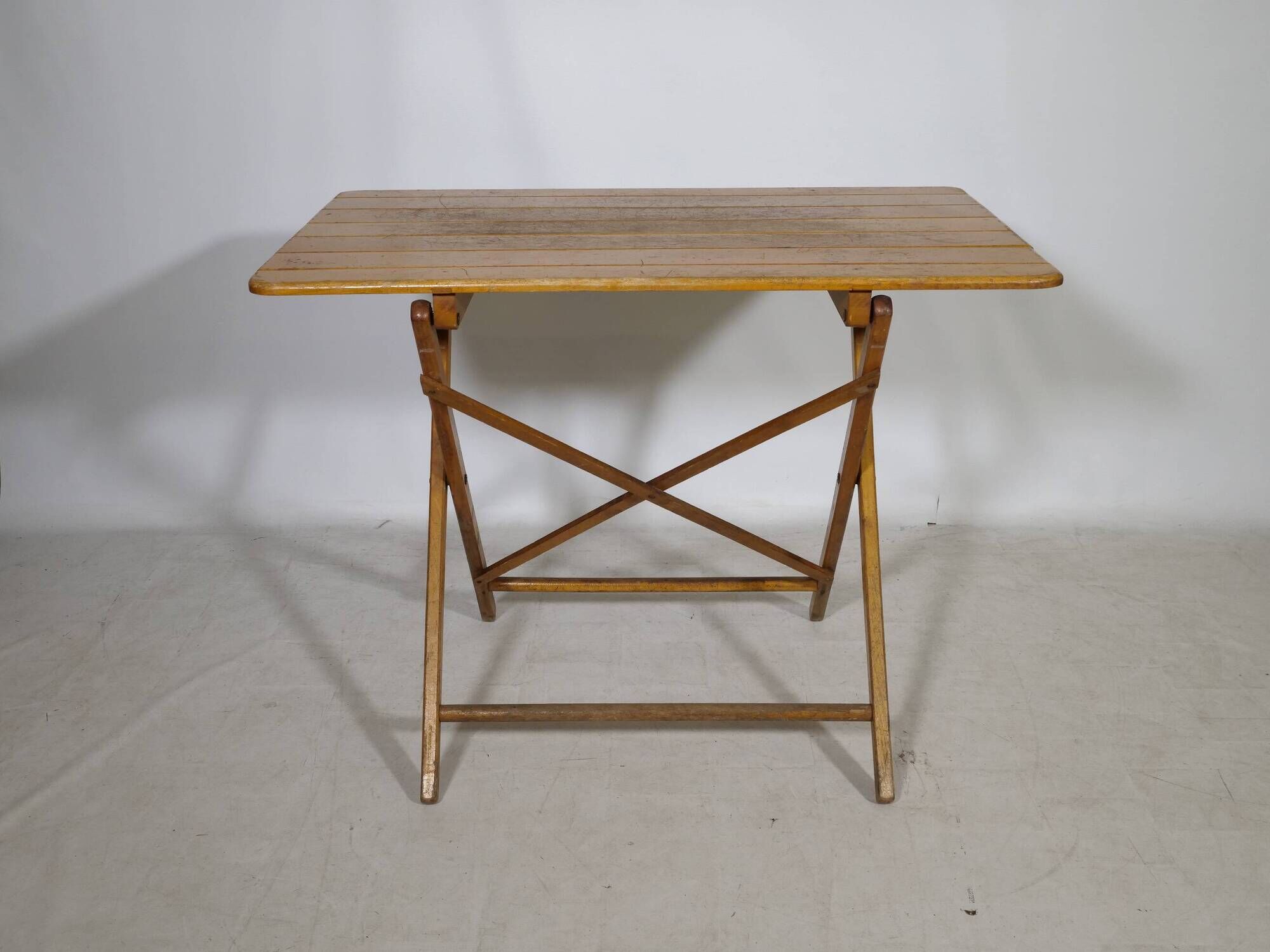 Vintage Solid Wood Folding Garden Furniture Set, Set of 3, 1970s