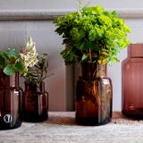 Set 5 vases in blown glass art glass ALLEX, Drôme