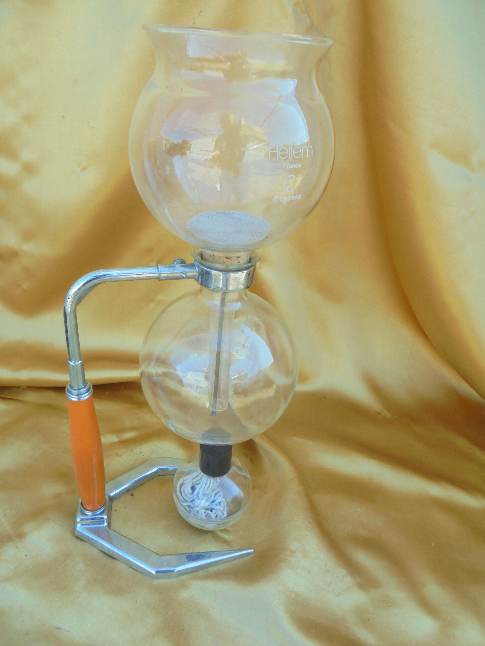 Cafetiére vintage hellem 6 cups orange foot