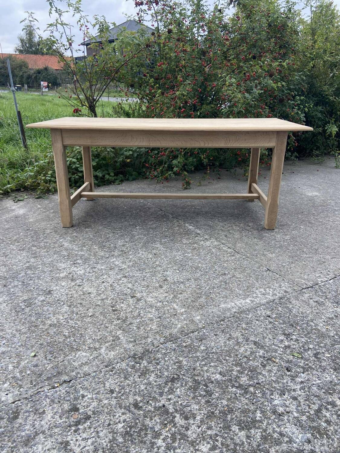 Raw wood dining table