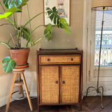 Commode rotin & bois