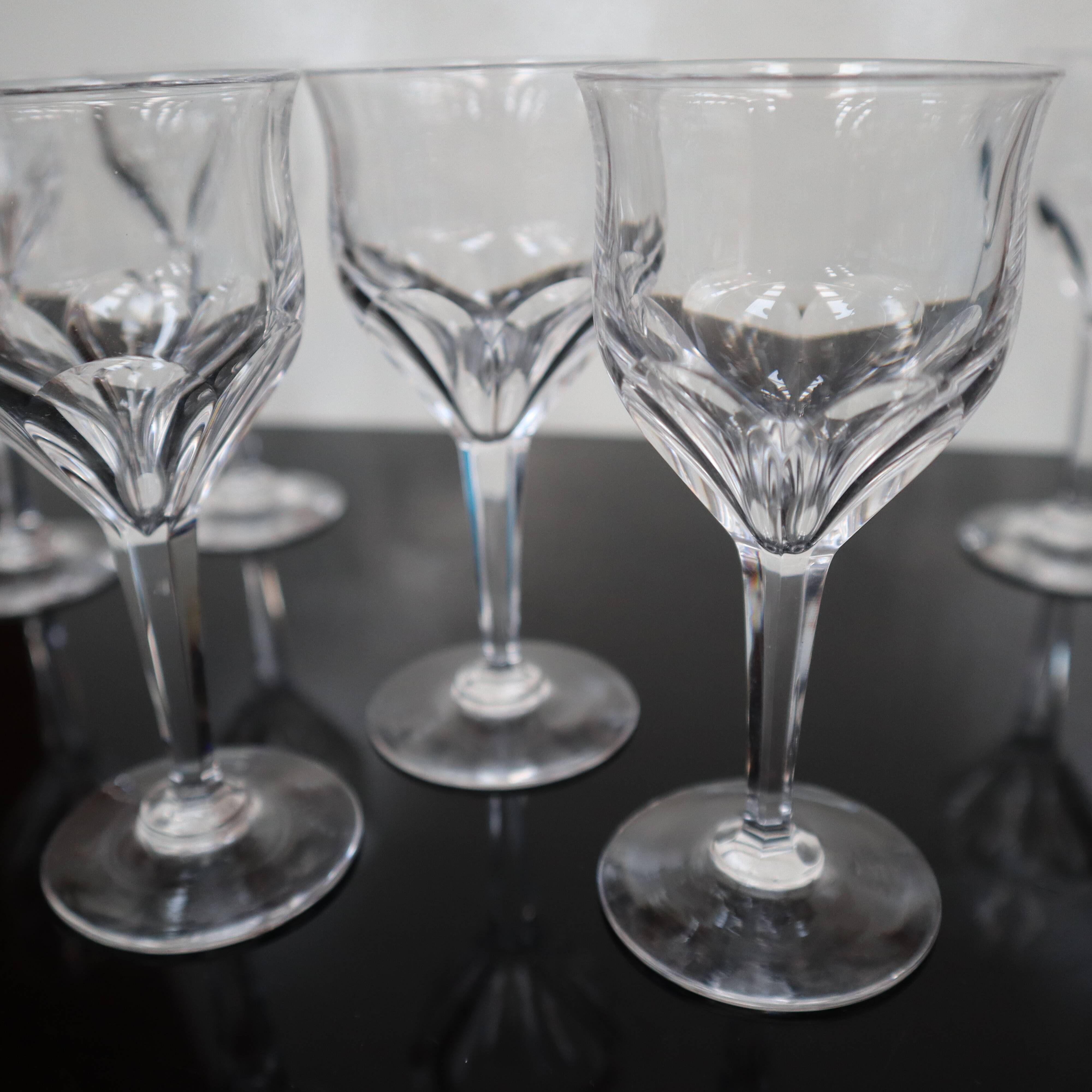 Set of 7 Val Saint Lambert crystal port glasses Nestor model