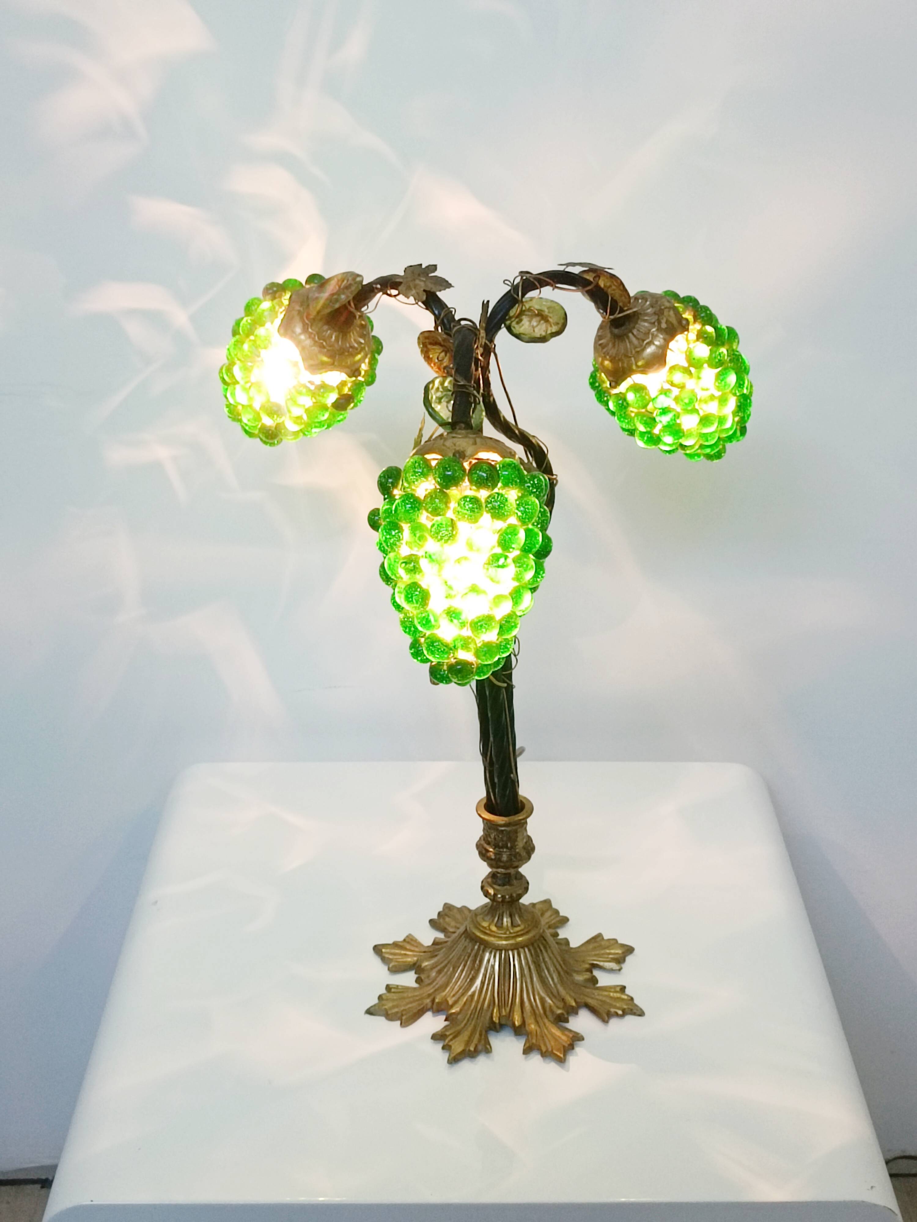 Lampe sculpturale Grappe de raisins verre de Murano 1960s