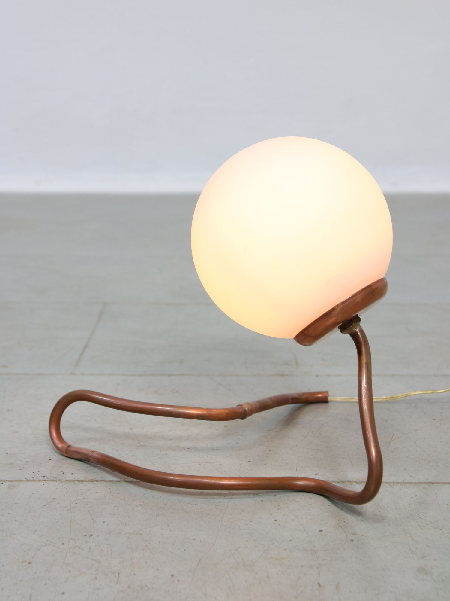 Vintage organic copper and opaline table lamp