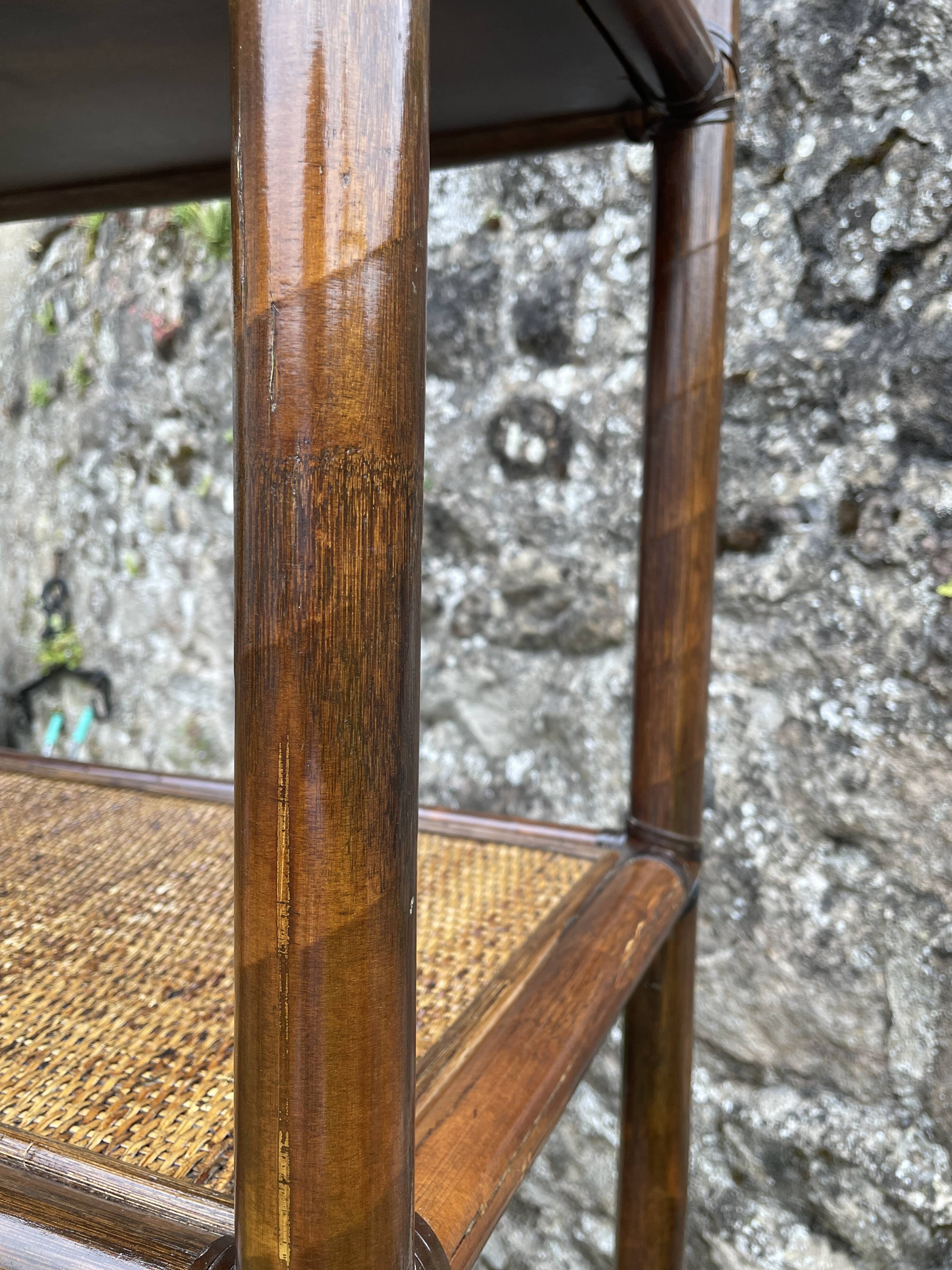 Bamboo and woven fibre shelving unit 1970