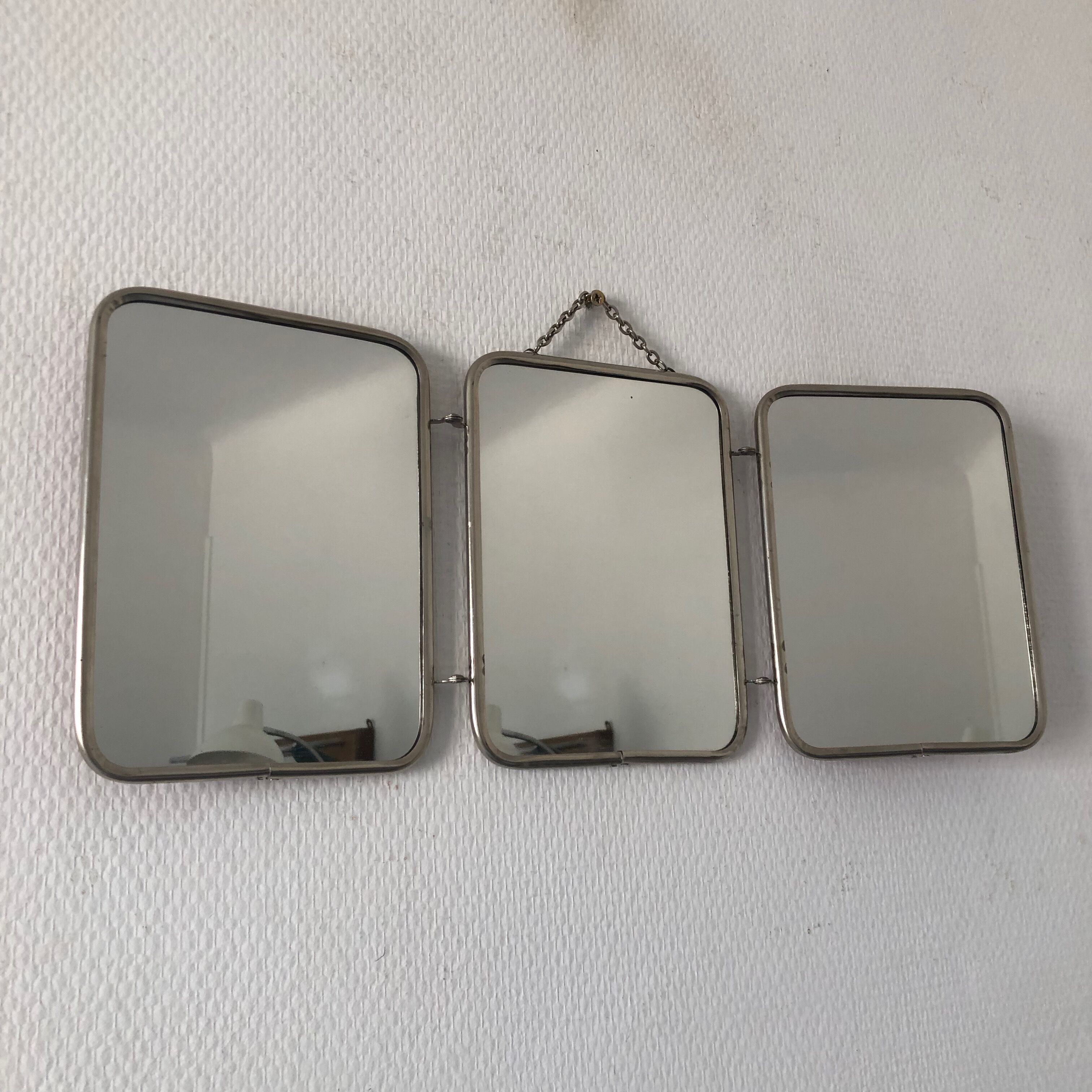 Mirror triptych gooseberries barber 20x49cm vintage 1950