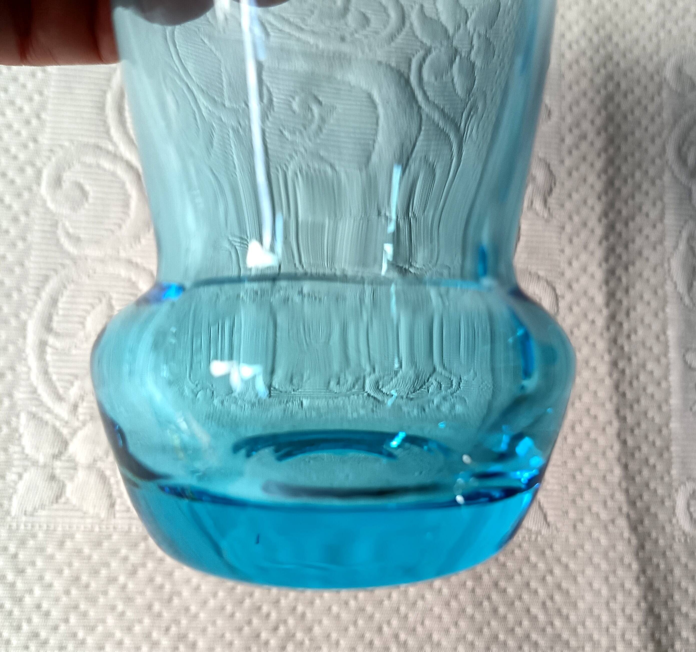 Orangeade set, pitcher and 7 vintage turquoise glasses
