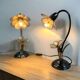Set of 2 vintage lotus table lamps / capiz shell lamps
