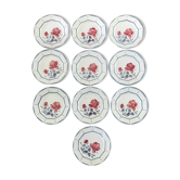 Series of 10 Digoin and Sarreguemines dessert plates