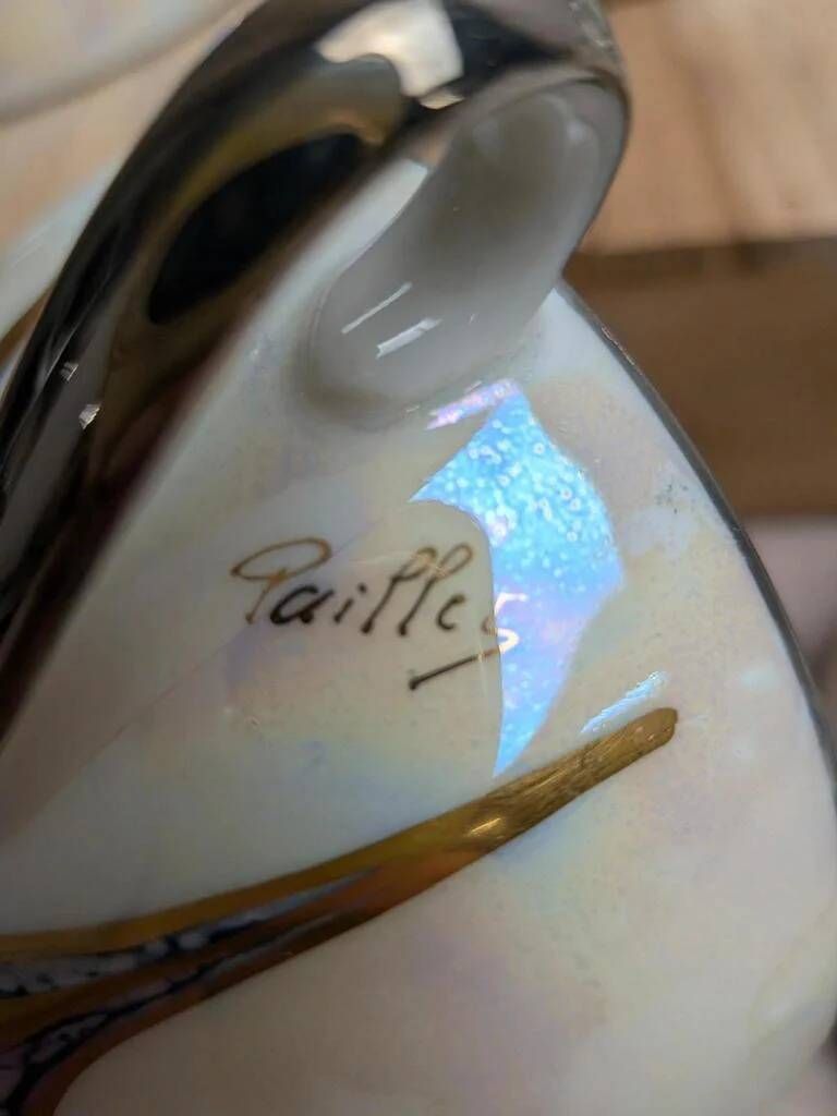 Art Deco coffee service Limoges Unique signed Pailles – 27 pieces in iridescent porcelain