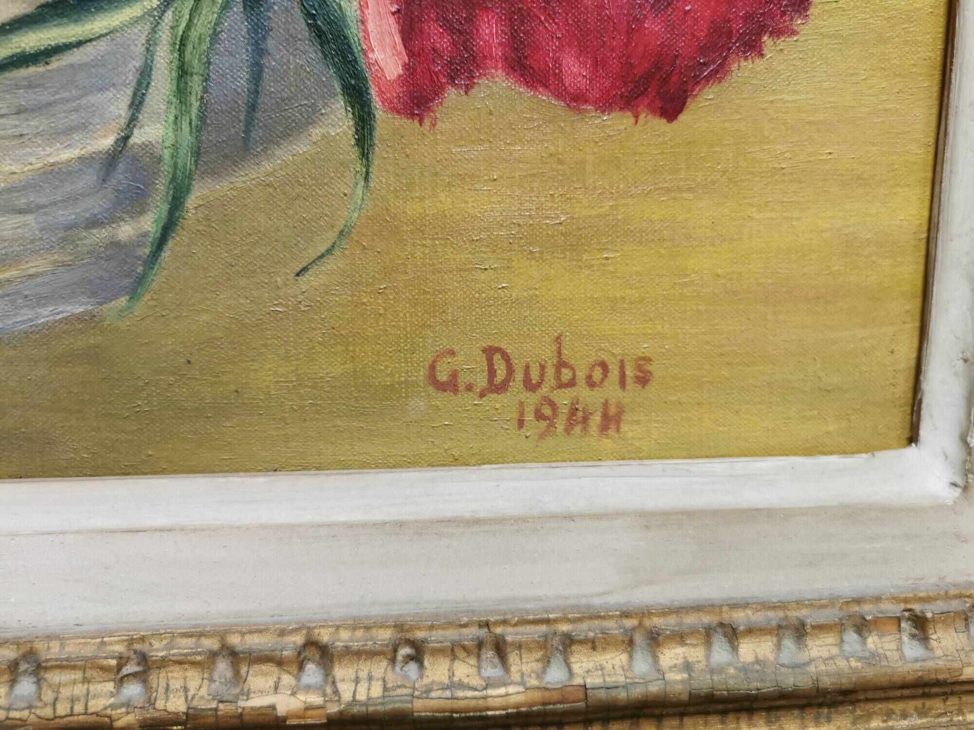 Painting / Oil on canvas signed G. DUBOIS 1944. Montparnasse frame, Bouquet