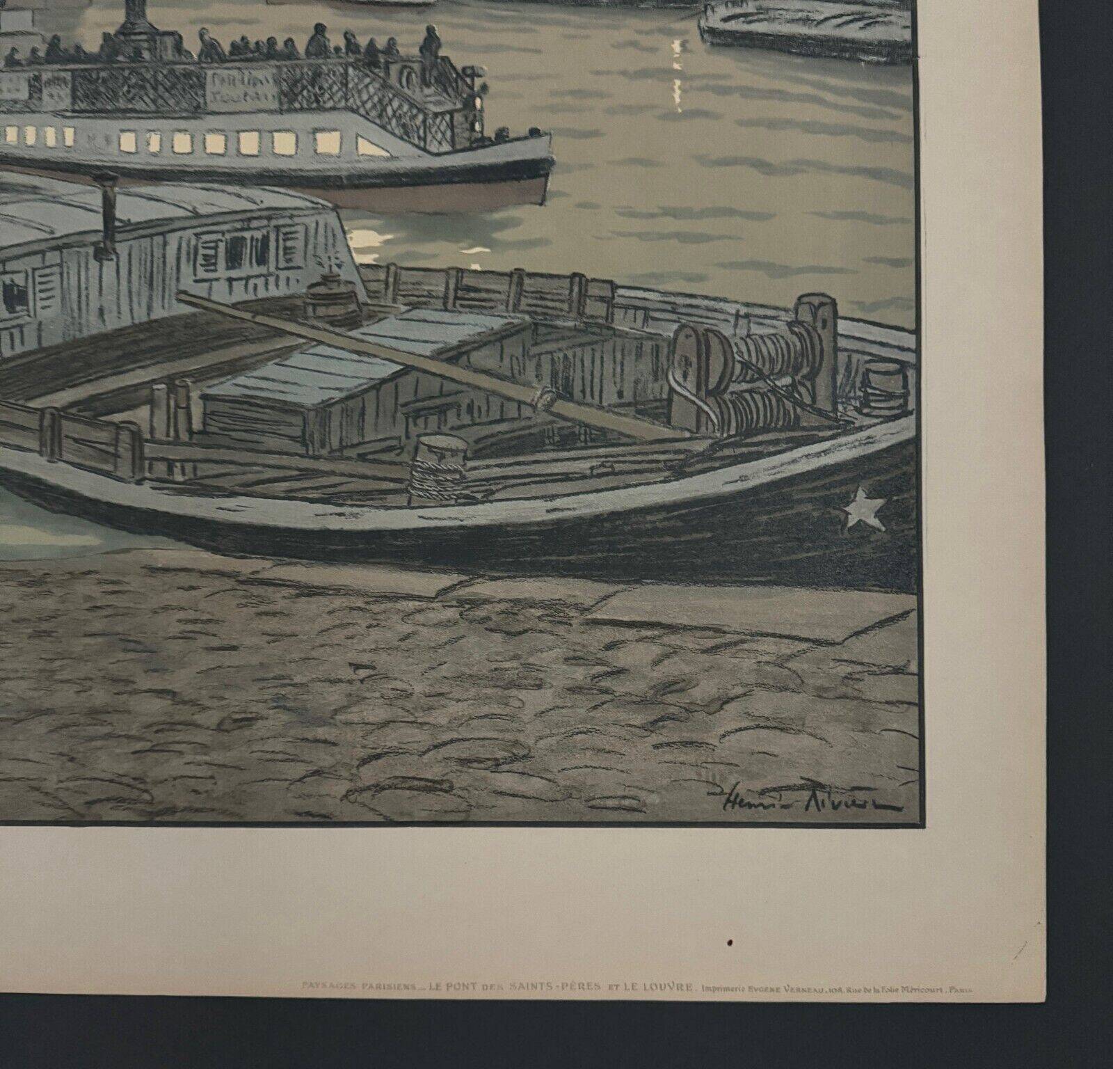 Lithograph by Henri Rivière The Pont des Saints-Pères and the Louvre