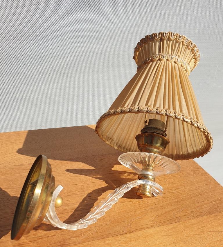 Pair of vintage wall lamps plexi lampshade pleated gold