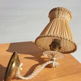 Pair of vintage wall lamps plexi lampshade pleated gold