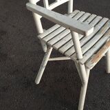 1960s whitewashed wood conservatory armchair