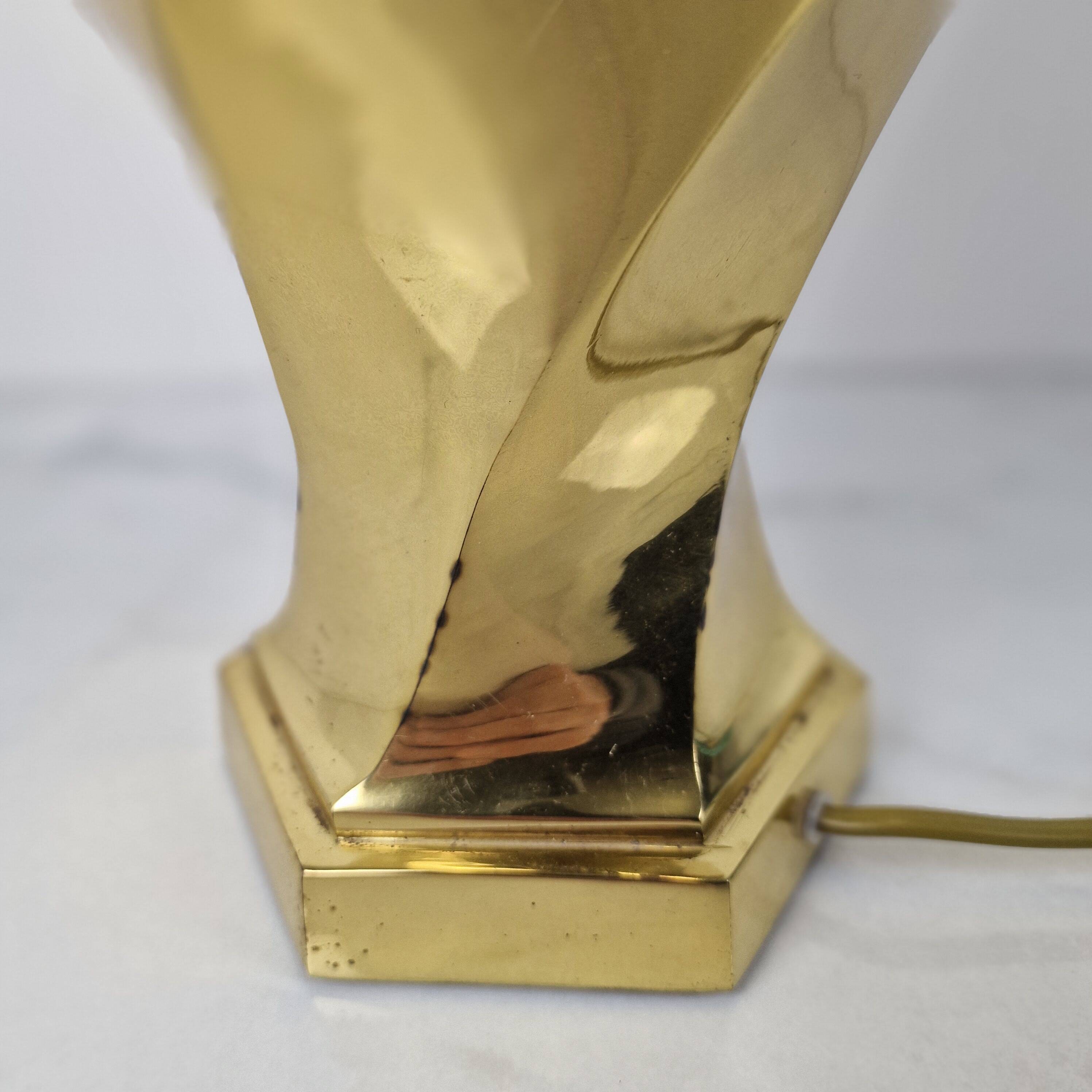 Sculptural Brass Table Lamp, Heavy Quality, Without Shade