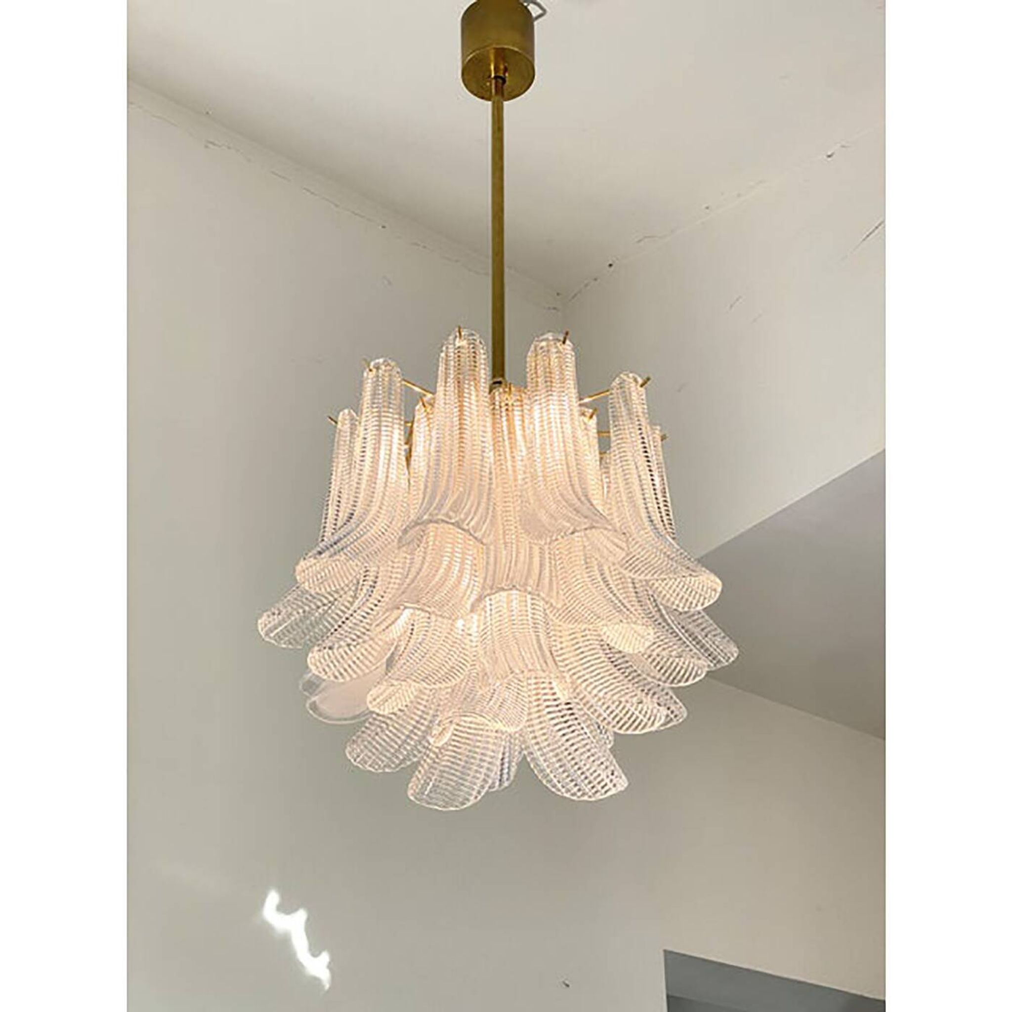 Contemporary Glass "Sella" Chandelier With Gold 24k Metal Fram