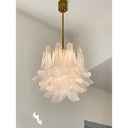 Contemporary Glass "Sella" Chandelier With Gold 24k Metal Fram