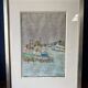 Tableau Marine. Original pastel signed by Henri Reiter. Port Normandie.