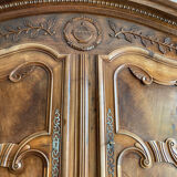 High art nouveau sideboard with 2 bodies in walnut