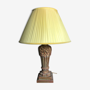 Wooden lamp and stucco with golden patina 40s