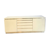 Buffet Jean-Claude Mahey in beige lacquer and brass – circa 1970