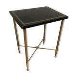 Table d'appoint en laiton et cuir