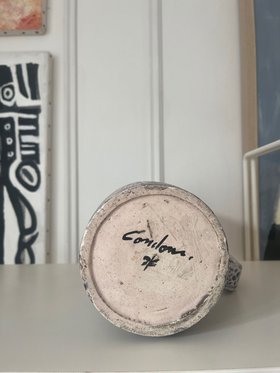 Speckled ceramic jug fat lava